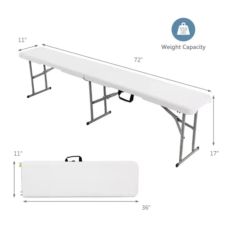 Costway Banc pliant portable de 1,8 m pour l'extérieur, capacité de 250 kg max, pour les repas