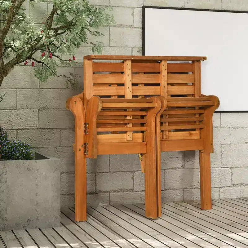 Costway Banc Pliant d'Extérieur 49'' en Bois d'Eucalyptus avec Dossier Accoudoir pour Patio Jardin