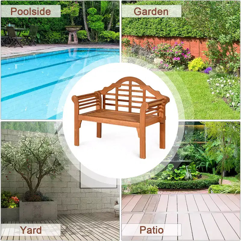 Costway Banc Pliant d'Extérieur 49'' en Bois d'Eucalyptus avec Dossier Accoudoir pour Patio Jardin