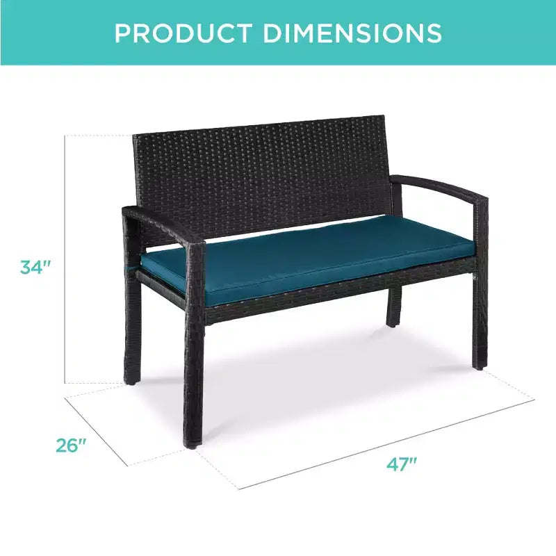 Banc de jardin en osier d'extérieur 2 places Best Choice Products avec coussin, capacité de 317 kg