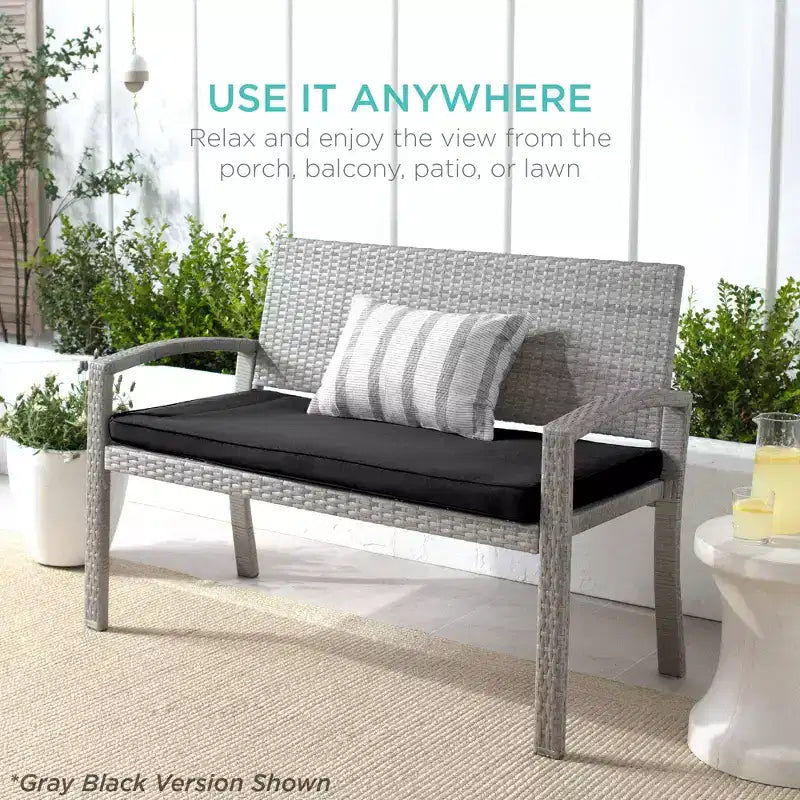 Banc de jardin en osier d'extérieur 2 places Best Choice Products avec coussin, capacité de 317 kg