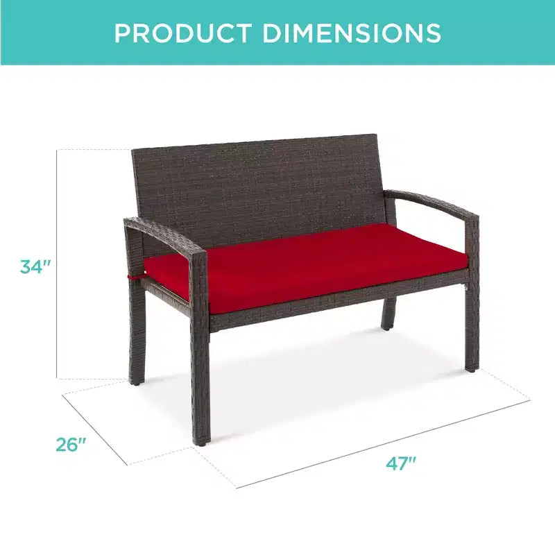 Banc de jardin en osier d'extérieur 2 places Best Choice Products avec coussin, capacité de 317 kg