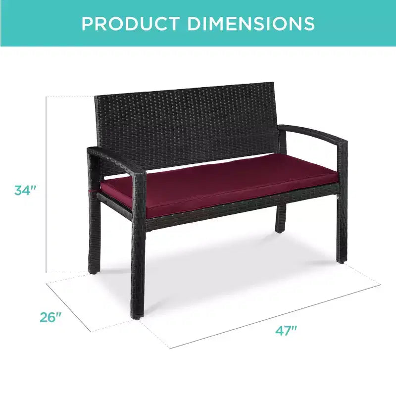 Banc de jardin en osier d'extérieur 2 places Best Choice Products avec coussin, capacité de 317 kg