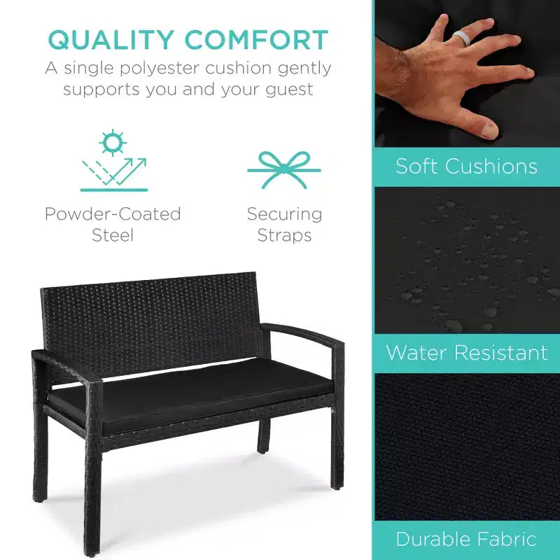 Banc de jardin en osier d'extérieur 2 places Best Choice Products avec coussin, capacité de 317 kg