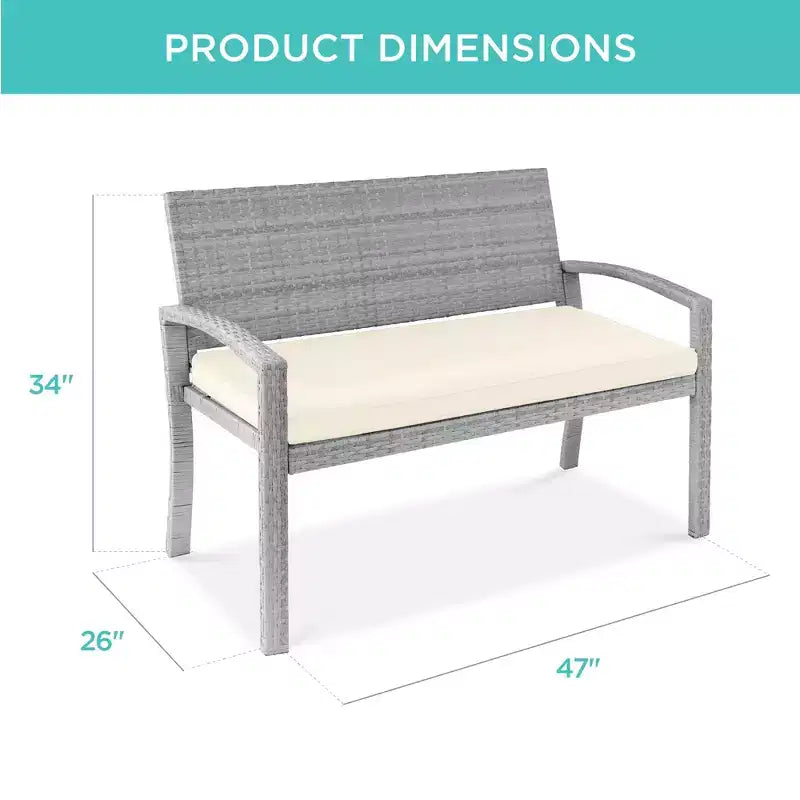 Banc de jardin en osier d'extérieur 2 places Best Choice Products avec coussin, capacité de 317 kg