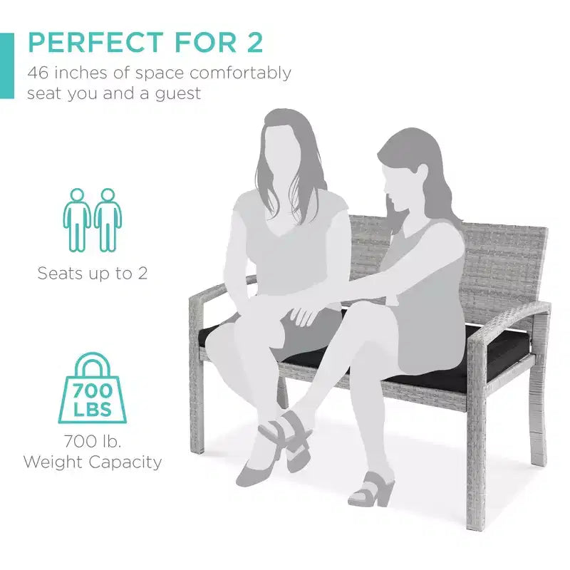 Banc de jardin en osier d'extérieur 2 places Best Choice Products avec coussin, capacité de 317 kg