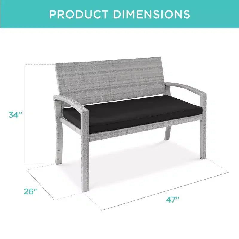 Banc de jardin en osier d'extérieur 2 places Best Choice Products avec coussin, capacité de 317 kg