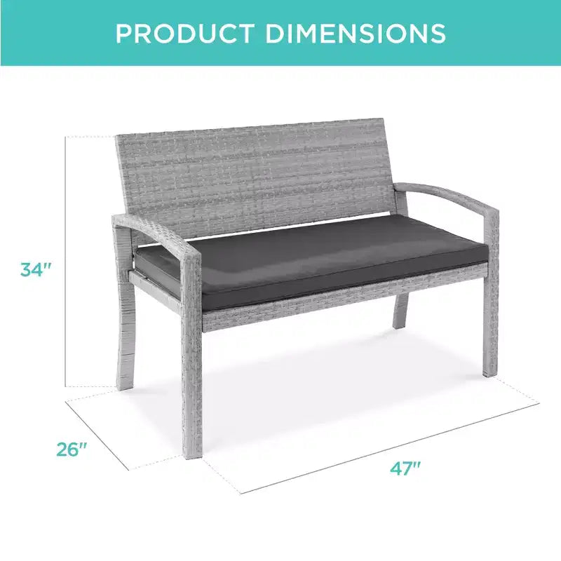 Banc de jardin en osier d'extérieur 2 places Best Choice Products avec coussin, capacité de 317 kg