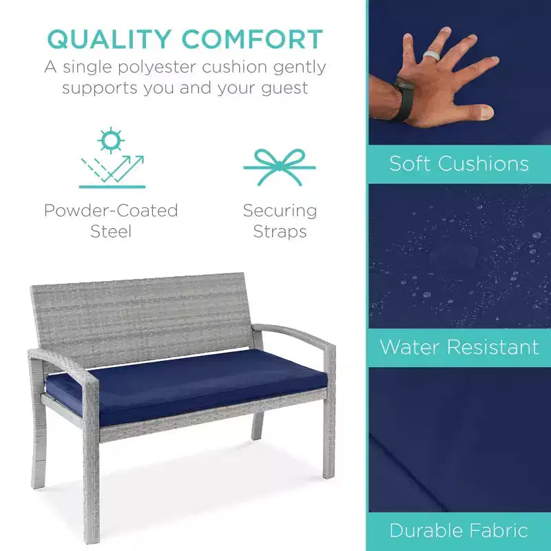Banc de jardin en osier d'extérieur 2 places Best Choice Products avec coussin, capacité de 317 kg