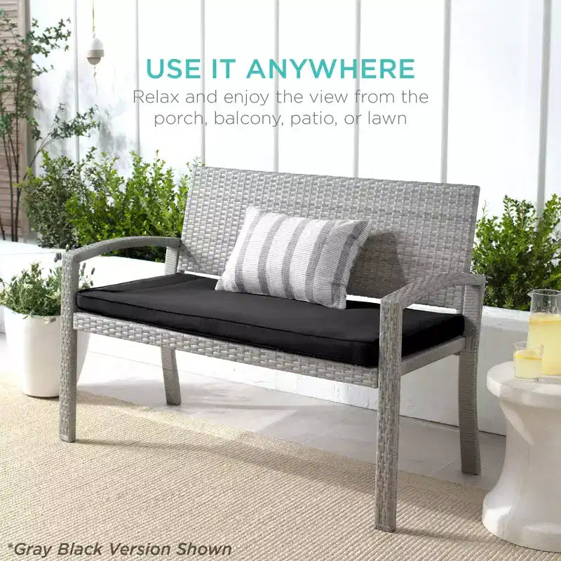 Banc de jardin en osier d'extérieur 2 places Best Choice Products avec coussin, capacité de 317 kg