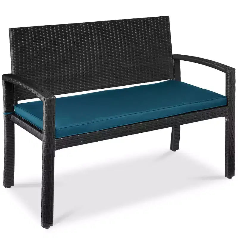 Banc de jardin en osier d'extérieur 2 places Best Choice Products avec coussin, capacité de 317 kg