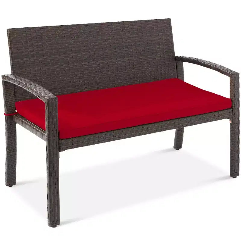 Banc de jardin en osier d'extérieur 2 places Best Choice Products avec coussin, capacité de 317 kg