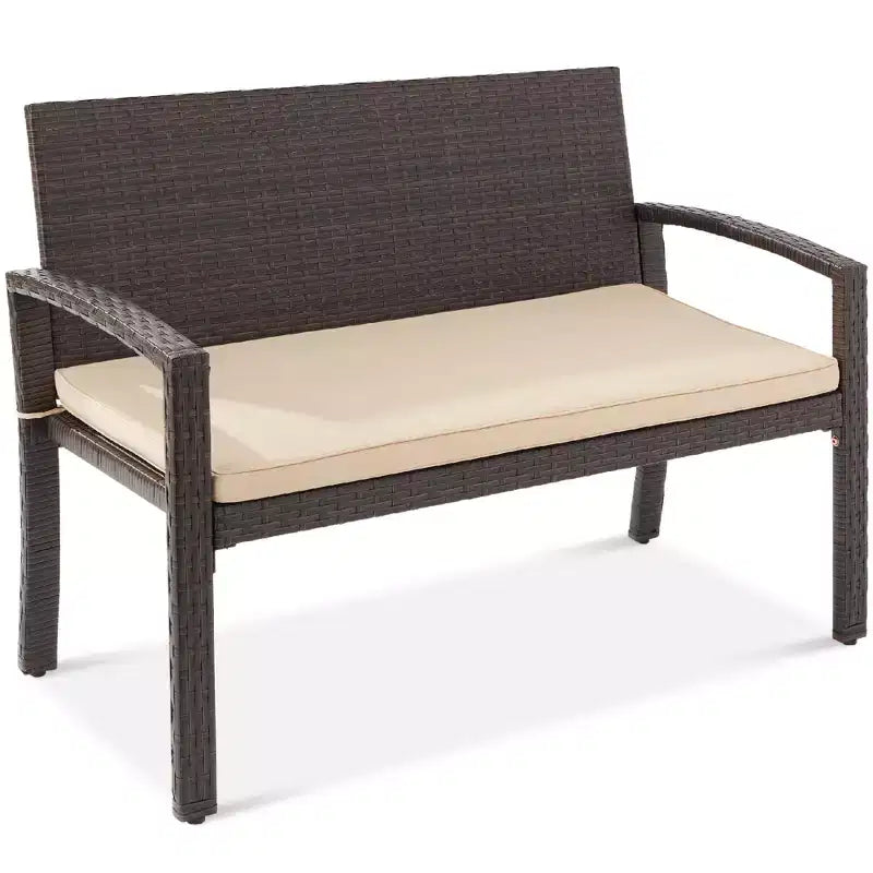 Banc de jardin en osier d'extérieur 2 places Best Choice Products avec coussin, capacité de 317 kg