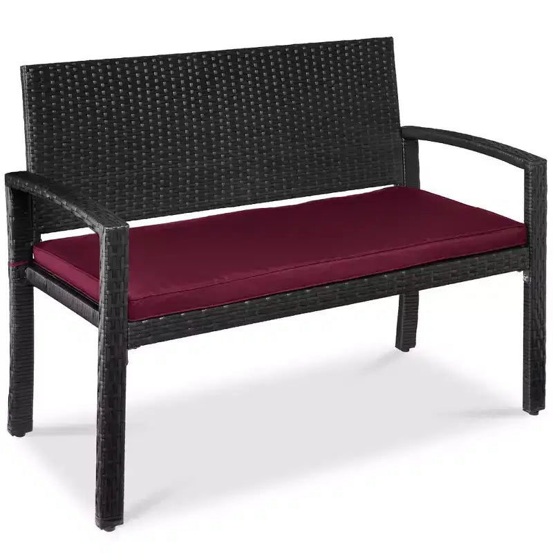 Banc de jardin en osier d'extérieur 2 places Best Choice Products avec coussin, capacité de 317 kg
