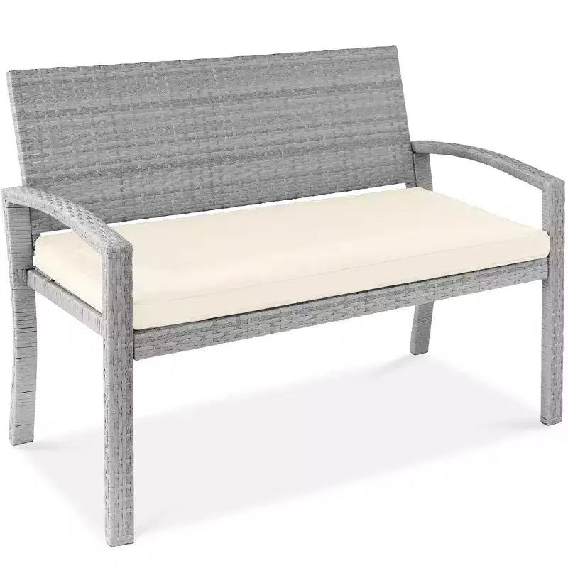 Banc de jardin en osier d'extérieur 2 places Best Choice Products avec coussin, capacité de 317 kg