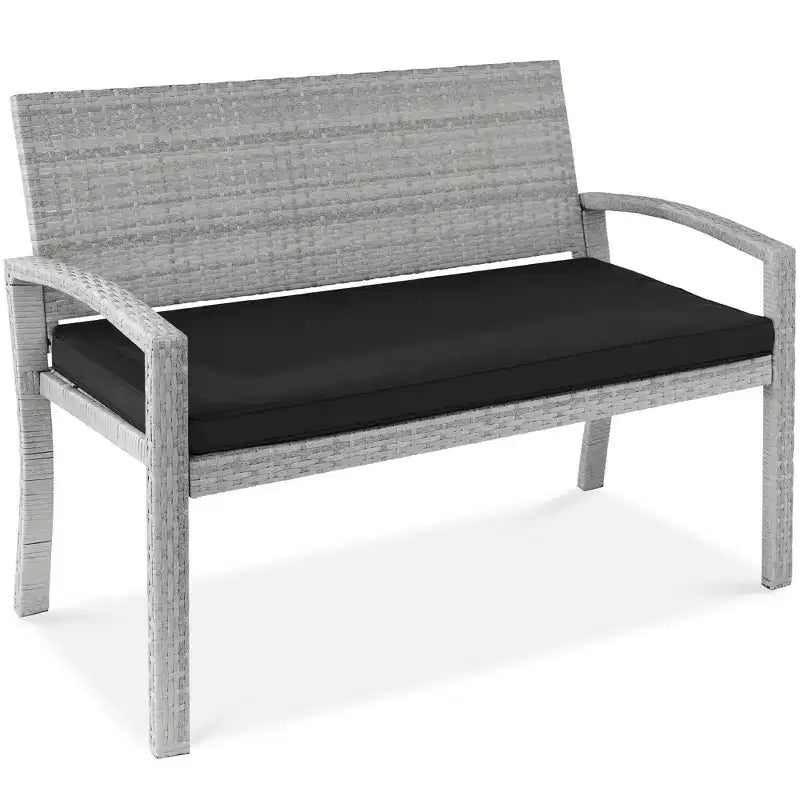 Banc de jardin en osier d'extérieur 2 places Best Choice Products avec coussin, capacité de 317 kg