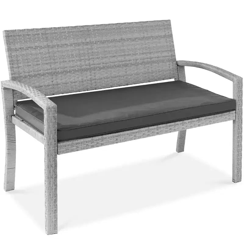 Banc de jardin en osier d'extérieur 2 places Best Choice Products avec coussin, capacité de 317 kg