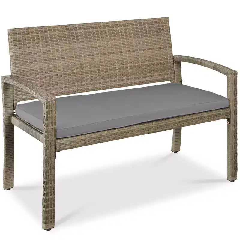 Banc de jardin en osier d'extérieur 2 places Best Choice Products avec coussin, capacité de 317 kg