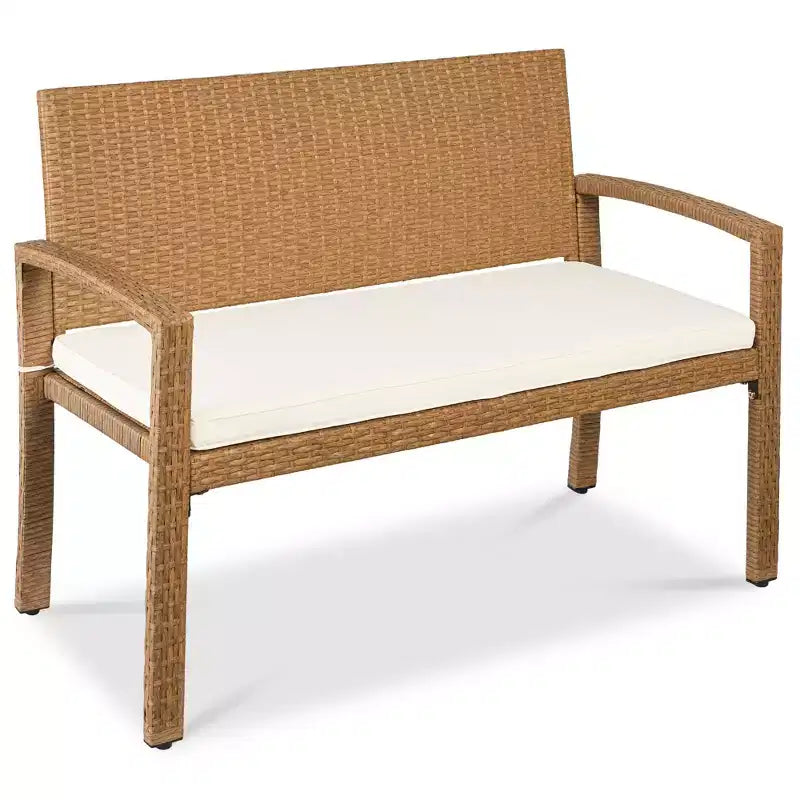 Banc de jardin en osier d'extérieur 2 places Best Choice Products avec coussin, capacité de 317 kg