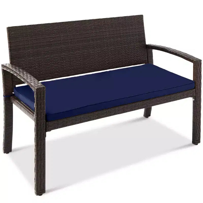 Banc de jardin en osier d'extérieur 2 places Best Choice Products avec coussin, capacité de 317 kg