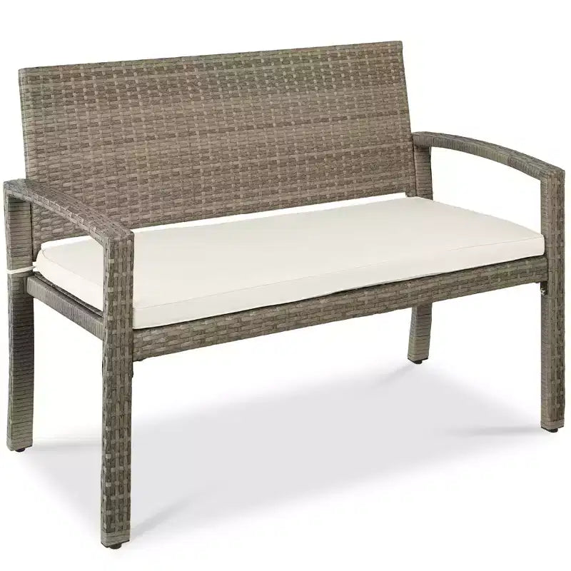 Banc de jardin en osier d'extérieur 2 places Best Choice Products avec coussin, capacité de 317 kg