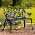 Grapevine Garden Bench in Powder-Coated Aluminum - 41.75 W x 20.75 D x 33.5 H Black