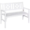 Outsunny Foldable Garden Bench, 2-Seater Patio Wooden Bench, Loveseat Chair with Backrest and Armrest for Patio, Porch or Balcony