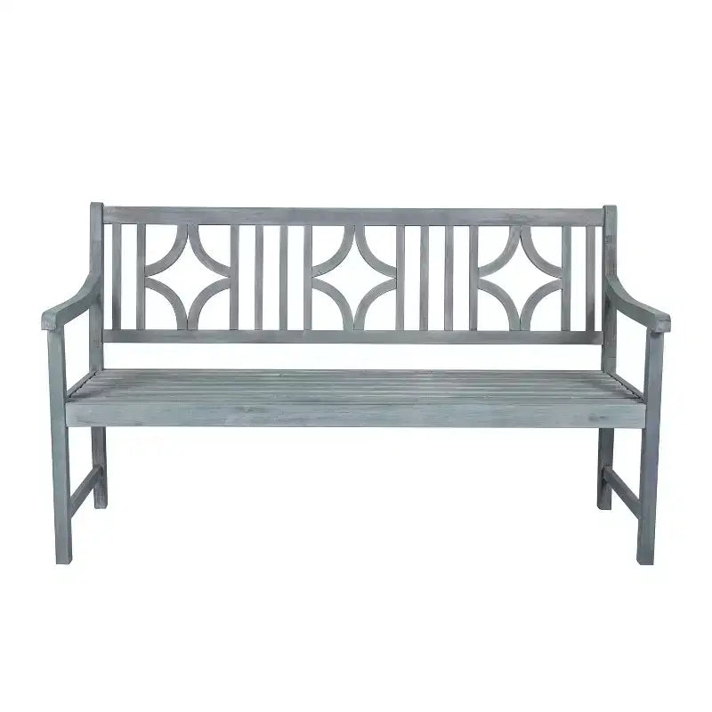 Banc de jardin extérieur en bois d'acacia JONATHAN Y Sloane 59.1 à 3 places avec dossier en ogive en losange, supporte jusqu'à 272 kg