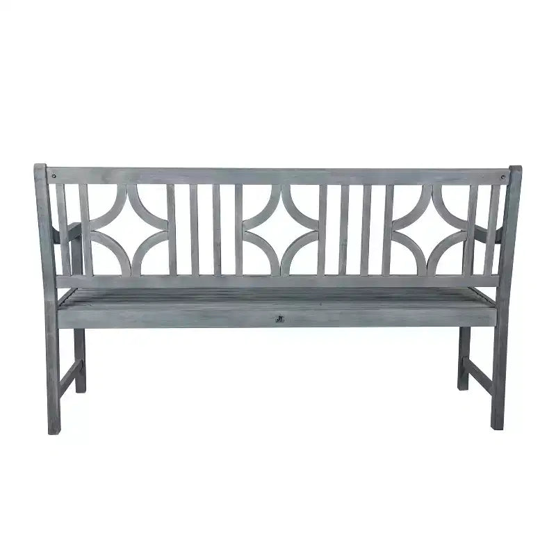 Banc de jardin extérieur en bois d'acacia JONATHAN Y Sloane 59.1 à 3 places avec dossier en ogive en losange, supporte jusqu'à 272 kg