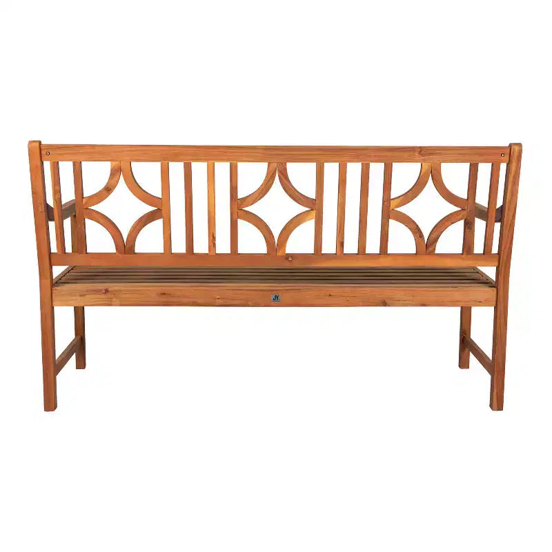 Banc de jardin extérieur en bois d'acacia JONATHAN Y Sloane 59.1 à 3 places avec dossier en ogive en losange, supporte jusqu'à 272 kg