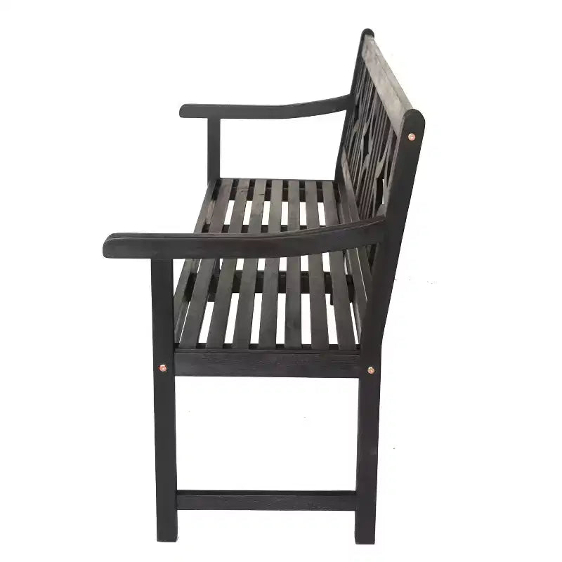 Banc de jardin extérieur en bois d'acacia JONATHAN Y Sloane 59.1 à 3 places avec dossier en ogive en losange, supporte jusqu'à 272 kg