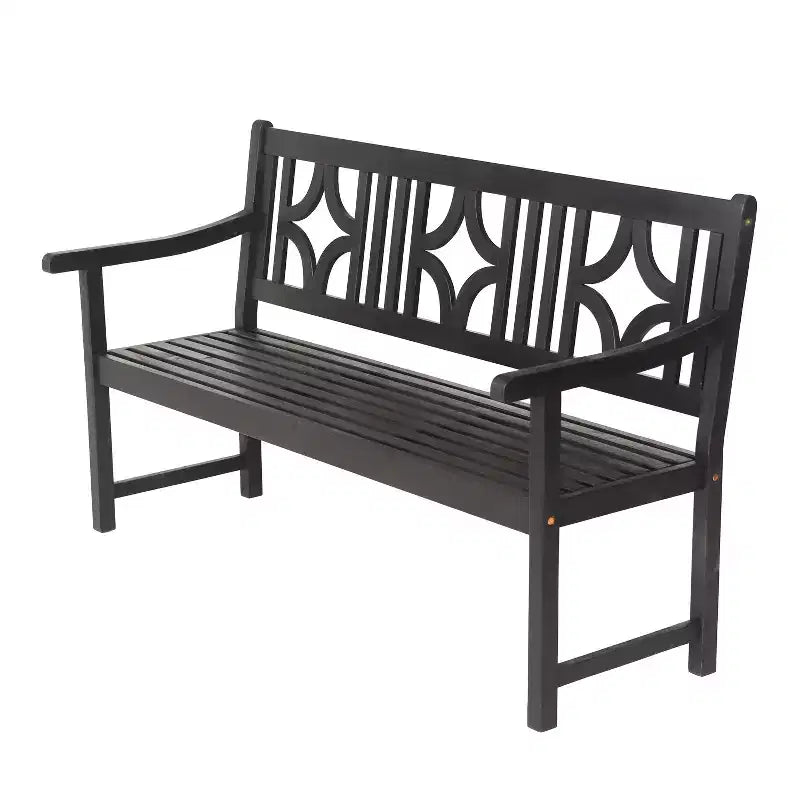 JONATHAN Y Sloane 59.1 3-Seat Ogee Diamond-Back 600-Lbs Support Acacia Wood Outdoor Garden Patio Bench