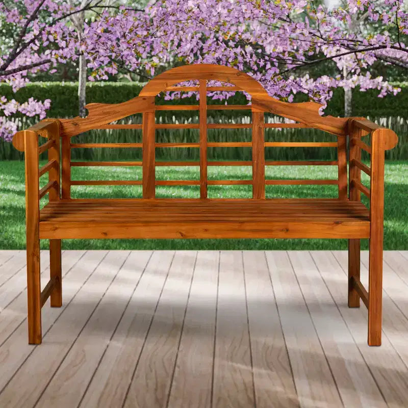 JONATHAN Y Lutyens 51.2 Banc d'extérieur 2 places en bois d'acacia arqué pour jardin et terrasse, supportant 272 kg