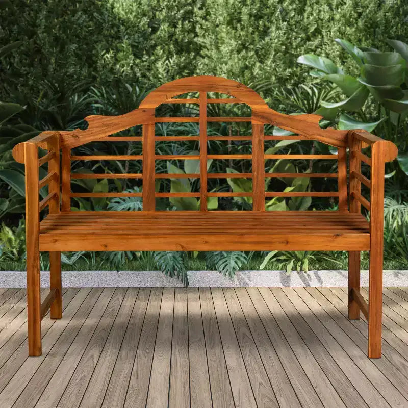 JONATHAN Y Lutyens 51.2 Banc d'extérieur 2 places en bois d'acacia arqué pour jardin et terrasse, supportant 272 kg