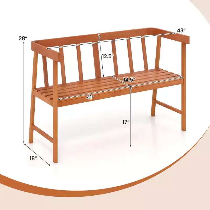 Banc de jardin Costway en bois d'eucalyptus, 2 places, assise à lattes et dossier, 360 kg, naturel