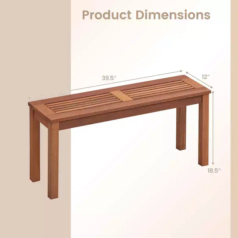 Banc sans dossier Costway pour patio, 2 places, banc de salle à manger extérieur en bois massif pour jardin et cour arrière