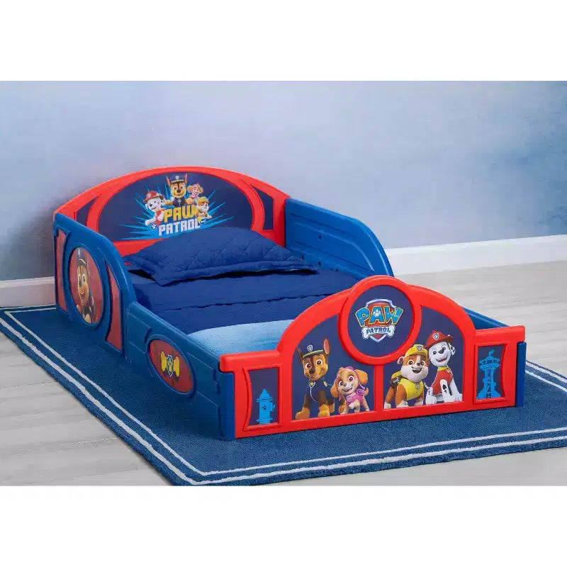 Lit pour enfant en plastique Delta Children « Sommeil et jeu » avec rails de protection intégrés – Pat' Patrouille