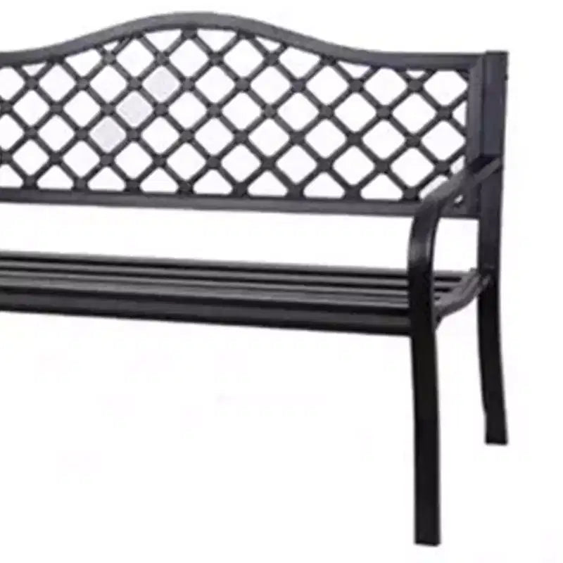 Banc de jardin extérieur Four Seasons Courtyard pour parc, jardin, porche d'entrée ou allée, avec cadre en acier thermolaqué, noir