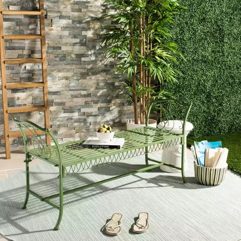 Banc Arona - Extérieur - PAT5015 - Vert antique - Safavieh