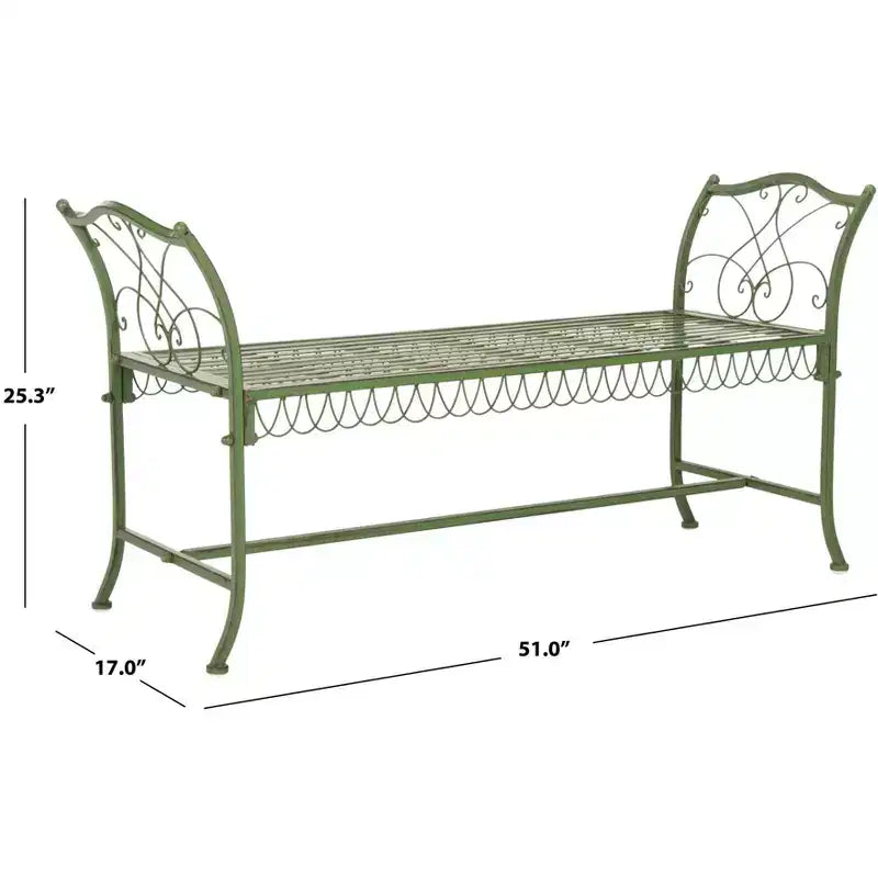 Banc Arona - Extérieur - PAT5015 - Vert antique - Safavieh