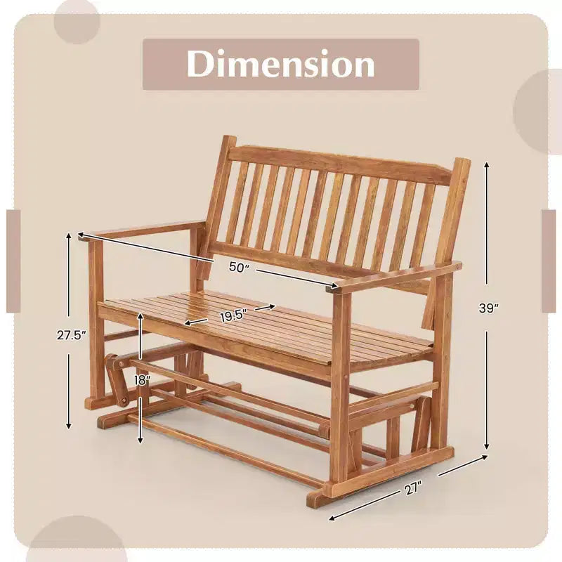 Costway Banc de Balançoire de Patio à Deux Places avec Assise à Lattes et Dossier Courbé Blanc/Naturel/Gris