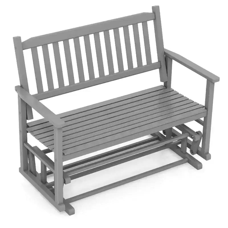 Costway Banc de Balançoire de Patio à Deux Places avec Assise à Lattes et Dossier Courbé Blanc/Naturel/Gris
