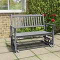 Costway Patio Glider Loveseat Chair Swing Rocking Bench with Slatted Seat & Curved Backrest White/Natural/Gray