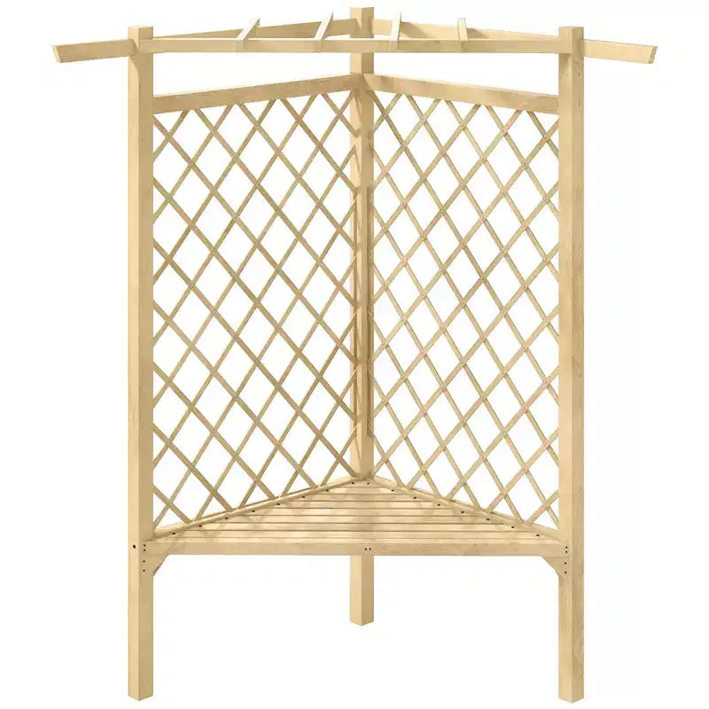 Banc de jardin avec treillis Outsunny 55", banc de parc en bois pour plantes grimpantes avec siège à lattes, idéal pour pelouse, cour arrière, terrasse, naturel