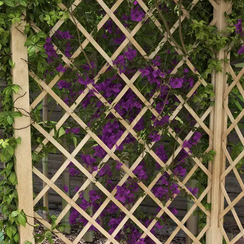 Banc de jardin avec treillis Outsunny 55", banc de parc en bois pour plantes grimpantes avec siège à lattes, idéal pour pelouse, cour arrière, terrasse, naturel