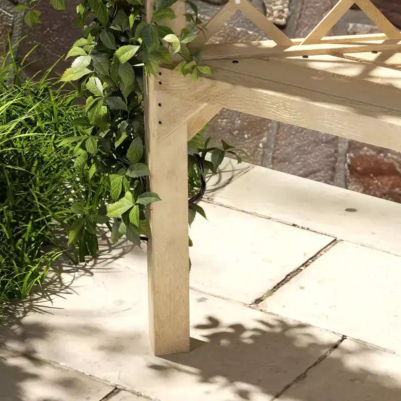 Banc de jardin avec treillis Outsunny 55", banc de parc en bois pour plantes grimpantes avec siège à lattes, idéal pour pelouse, cour arrière, terrasse, naturel