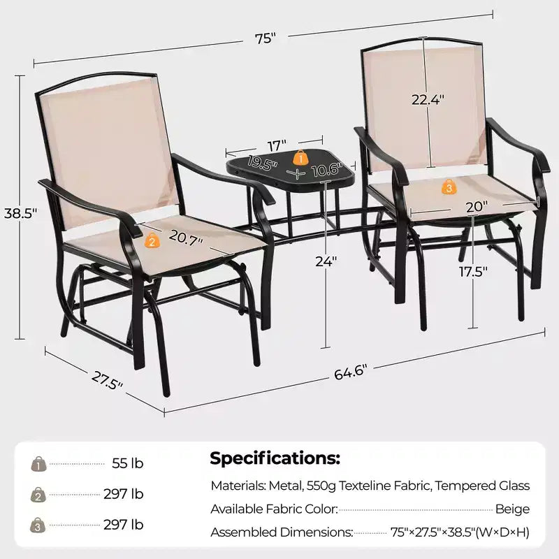 Yaheetech Fauteuil à bascule extérieur de jardin Causeuse de terrasse