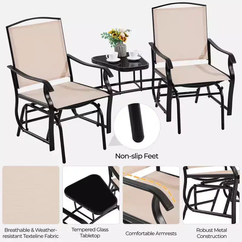 Yaheetech Fauteuil à bascule extérieur de jardin Causeuse de terrasse
