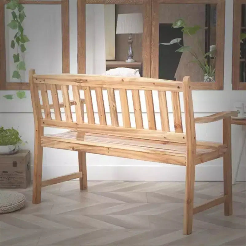 Banc Jack Post en bois dur indonésien classique, durable, de 1,2 m, pouvant accueillir jusqu'à 2 personnes, pour patio, jardin et véranda, marron