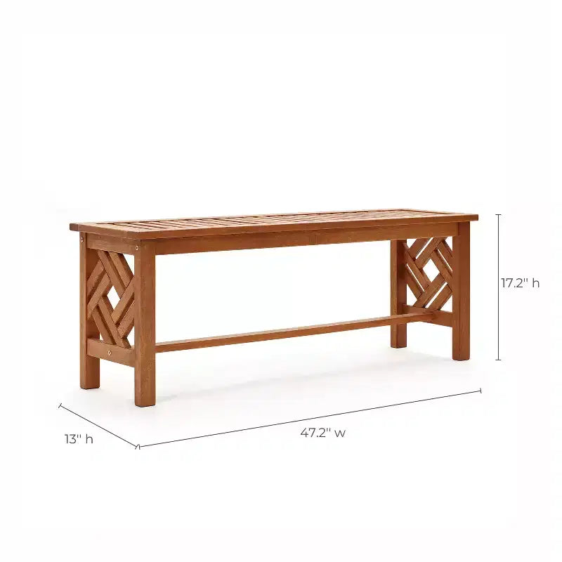 Banc de salle à manger sans dossier en bois massif LuxenHome Carmel
